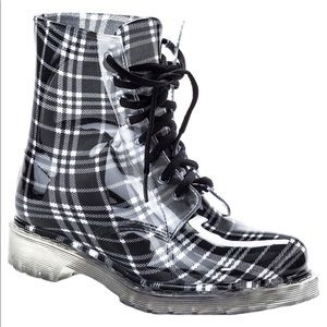 Plaid Jelly Combat Rain Boots